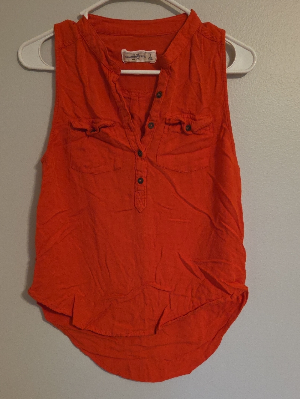 Abercrombie & Fitch Orange Sleeveless Henley Tank
